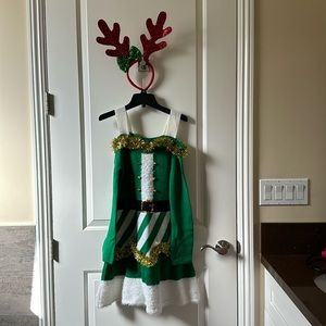 Women’s dress and headband for an ugly sweater party
